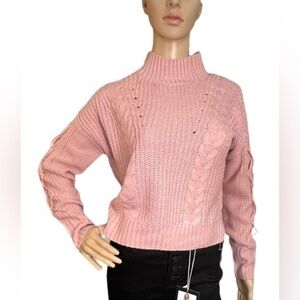 ULTRA FLIRT Mock-Neck Lace-Up-Sleeve Sweater